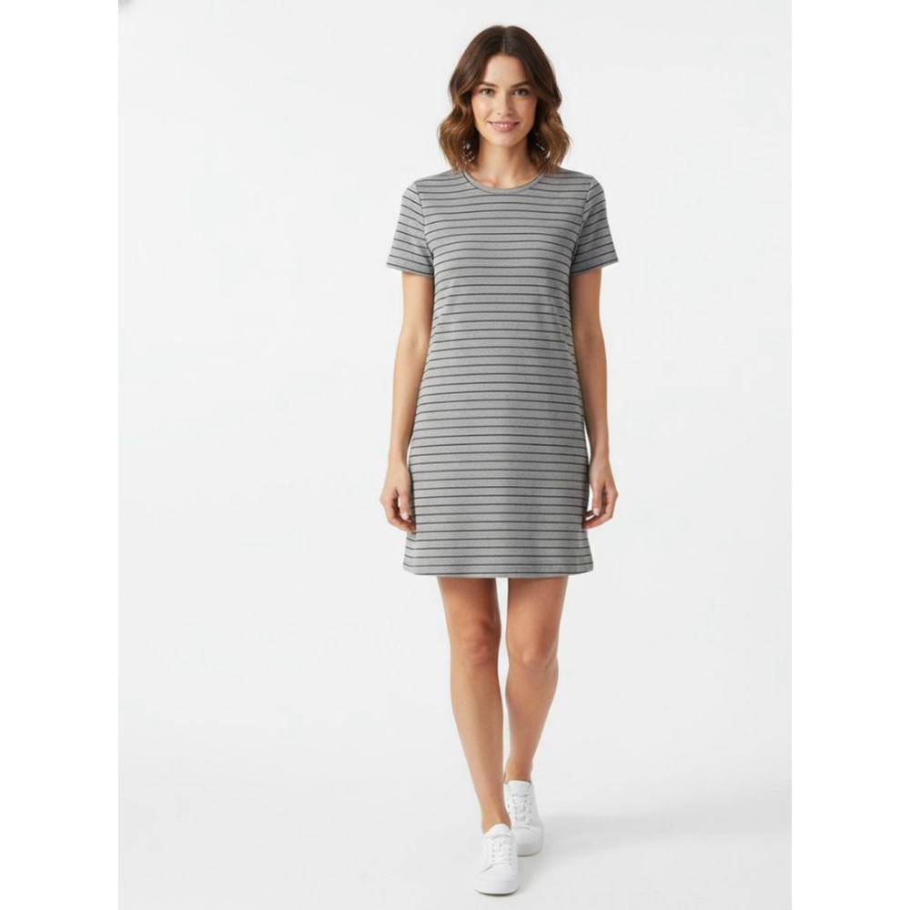 Zara Gray Black Striped Short Sleeve Mini Dress M